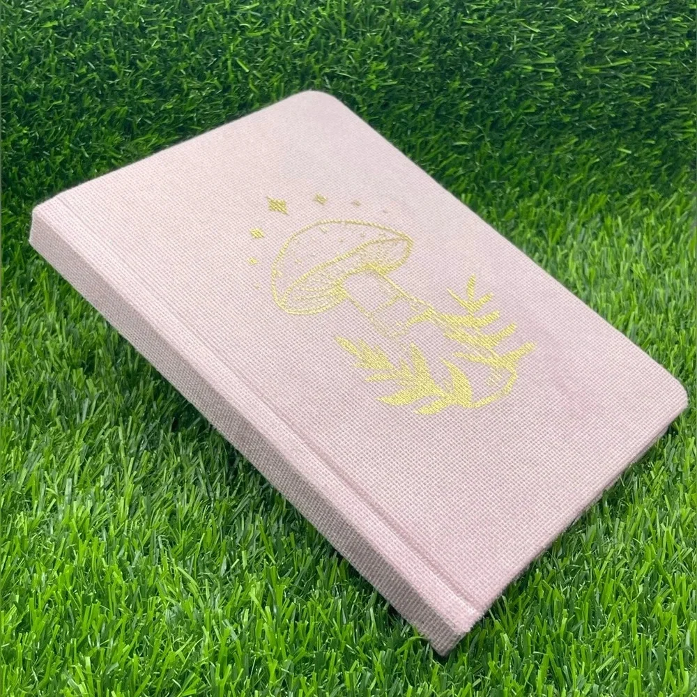 Soft Cloth Journal with Gold Mushroom Detail, Dusty Pink, NWT